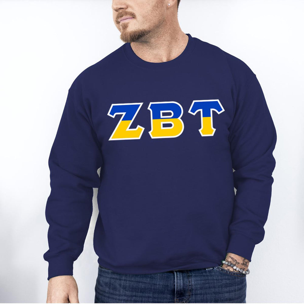 Printify Zeta Beta Tau Two Toned Greek Lettered Crewneck Sweatshirts Zeta Beta Tau Two Toned Greek Lettered Crewneck Sweatshirts