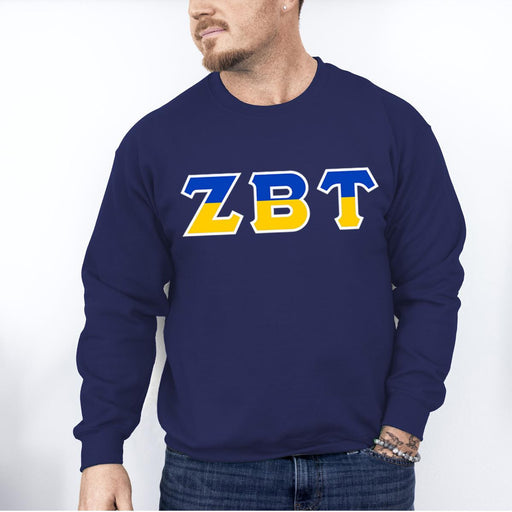 Zeta Beta Tau Zeta Beta Tau Two Toned Greek Lettered Crewneck Sweatshirts