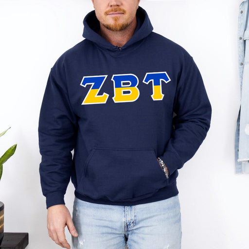 Zeta Beta Tau Zeta Beta Tau Two Toned Greek Lettered Hooded Sweatshirts