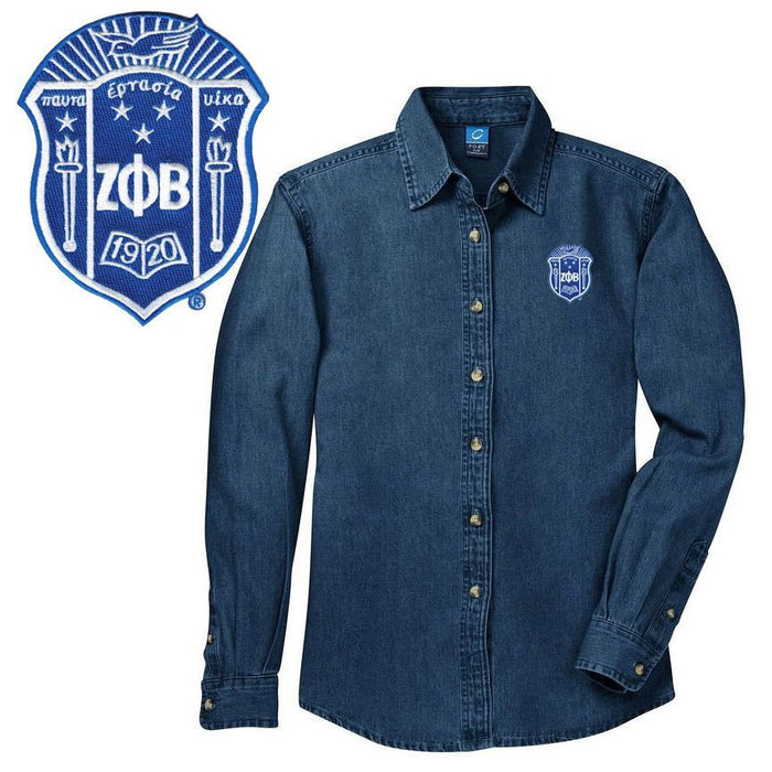 Zeta Phi Beta Crest Denim Shirt Zeta Phi Beta Crest Denim Shirt