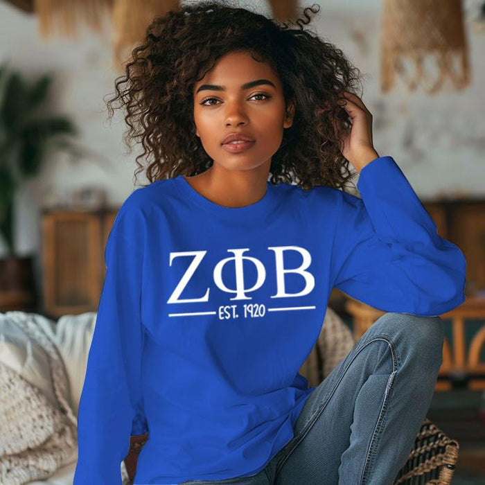 Zeta Phi Beta Custom Greek Lettered Long Sleeve T Shirt Zeta Phi Beta Custom Greek Lettered Long Sleeve T-Shirt