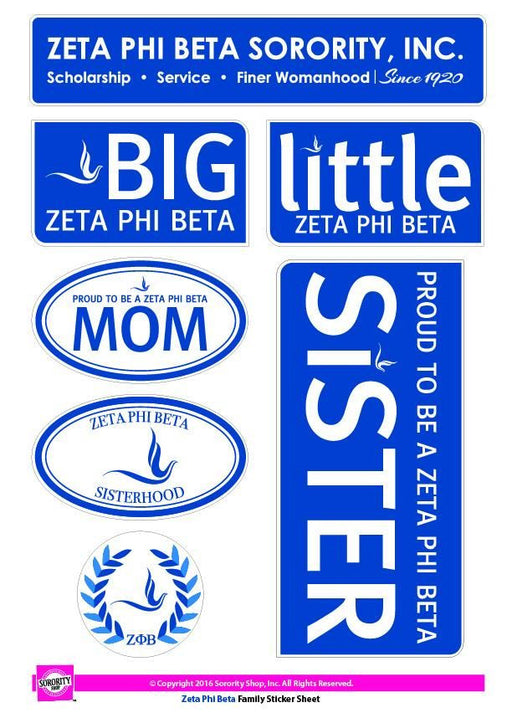 Stickers Decals Zeta Phi Beta Family Sticker Sheet