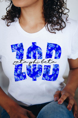 Zeta Phi Beta Zeta Phi Beta Floral Big Lettered T-Shirts