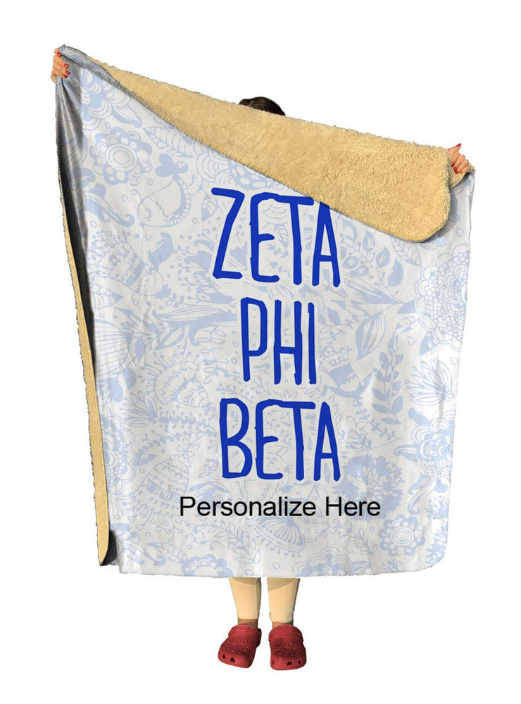 Zeta Phi Beta Floral Sherpa Lap Blanket Zeta Phi Beta Floral Sherpa Lap Blanket