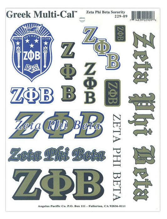Zeta Phi Beta Multi Greek Decal Sheet Zeta Phi Beta Multi Greek Decal Sheet