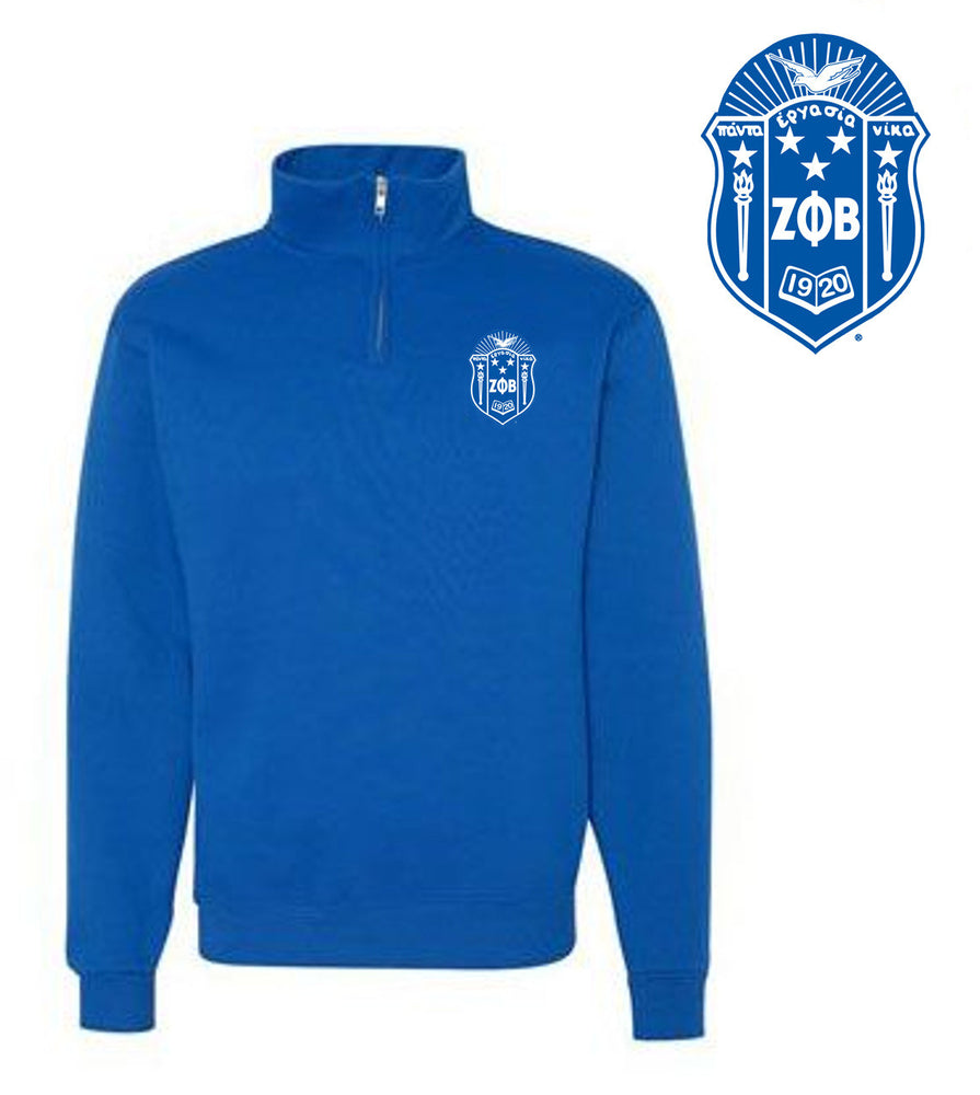 Discount Zeta Phi Beta Crest 1/4 Zip Pullover DISCOUNT-Zeta Phi Beta Crest  1/4 Zip Pullover