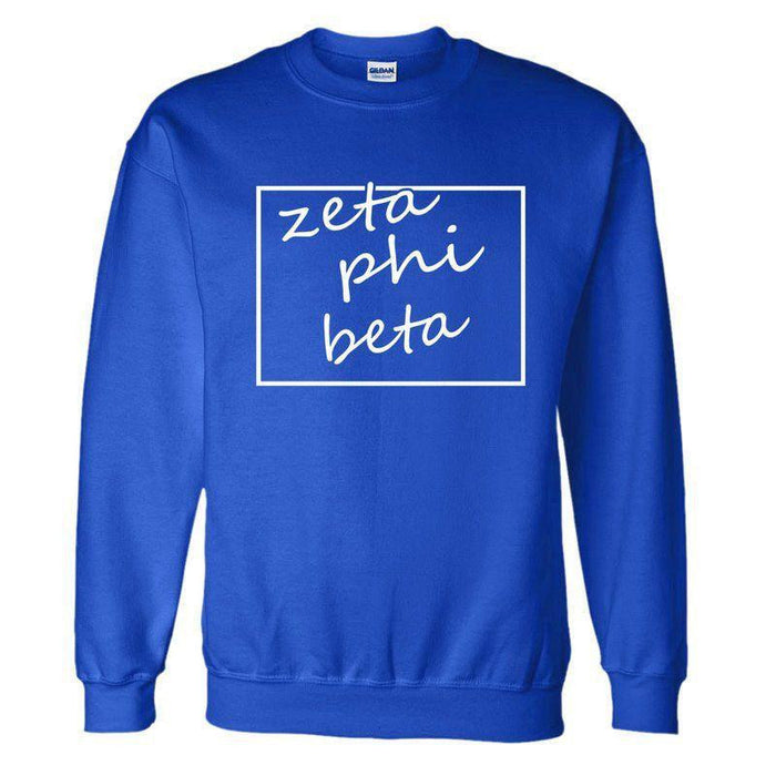 Zeta Phi Beta Script Box Crewneck Sweatshirt Zeta Phi Beta Script Box Crewneck Sweatshirt
