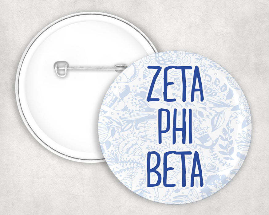 Zeta Phi Beta Floral Text Pin Buttons Zeta Phi Beta floral-text Pin Buttons