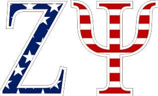 Zeta Psi American Flag Greek Letter Sticker 2.5" Tall Zeta Psi American Flag Greek Letter Sticker - 2.5