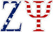 Zeta Psi American Flag Greek Letter Sticker 2.5" Tall Zeta Psi American Flag Greek Letter Sticker - 2.5