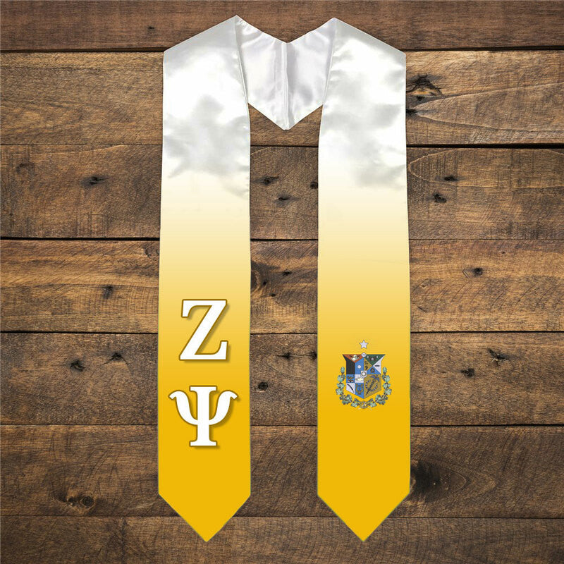 Zeta Psi Extra Fancy Simple Greek Graduation Stole W Crest Zeta Psi Extra Fancy Simple Greek Graduation Stole W Crest