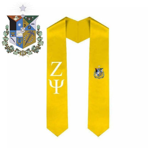ZETA PSI GREEK LETTERED GRADUATION SASH STOLE W/ CREST