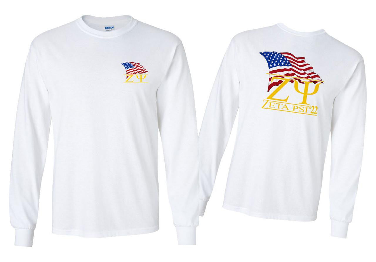 Greekgear Zeta Psi Patriot Long Sleeve T Shirts Zeta Psi Patriot Long Sleeve T-Shirts