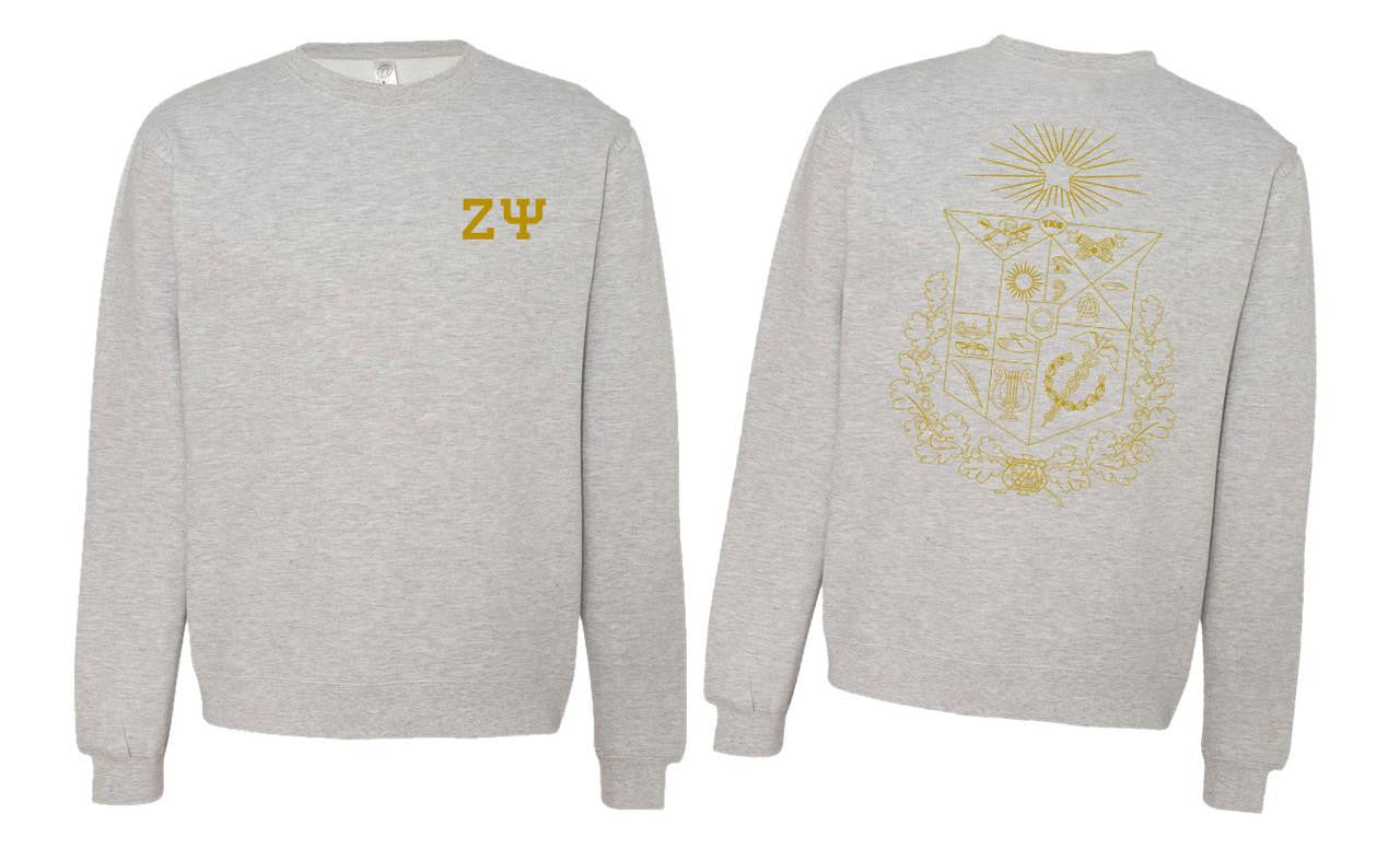 Printify Zeta Psi World Famous Crest Shield Crewneck Sweatshirts Zeta Psi World Famous Crest - Shield Crewneck Sweatshirts