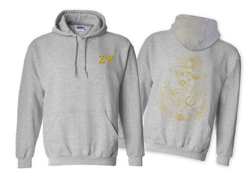 Zeta Psi World Famous Crest - Shield Hooded Sweatshirts