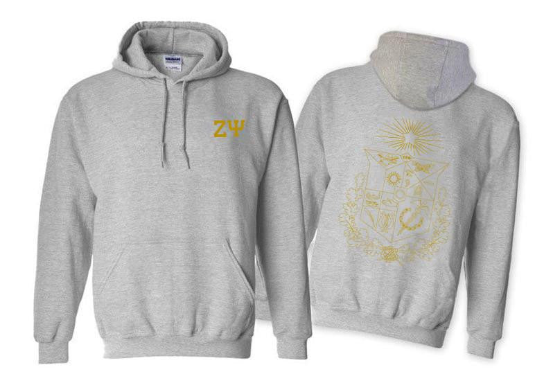 Printify Zeta Psi World Famous Crest Shield Hooded Sweatshirts Zeta Psi World Famous Crest - Shield Hooded Sweatshirts