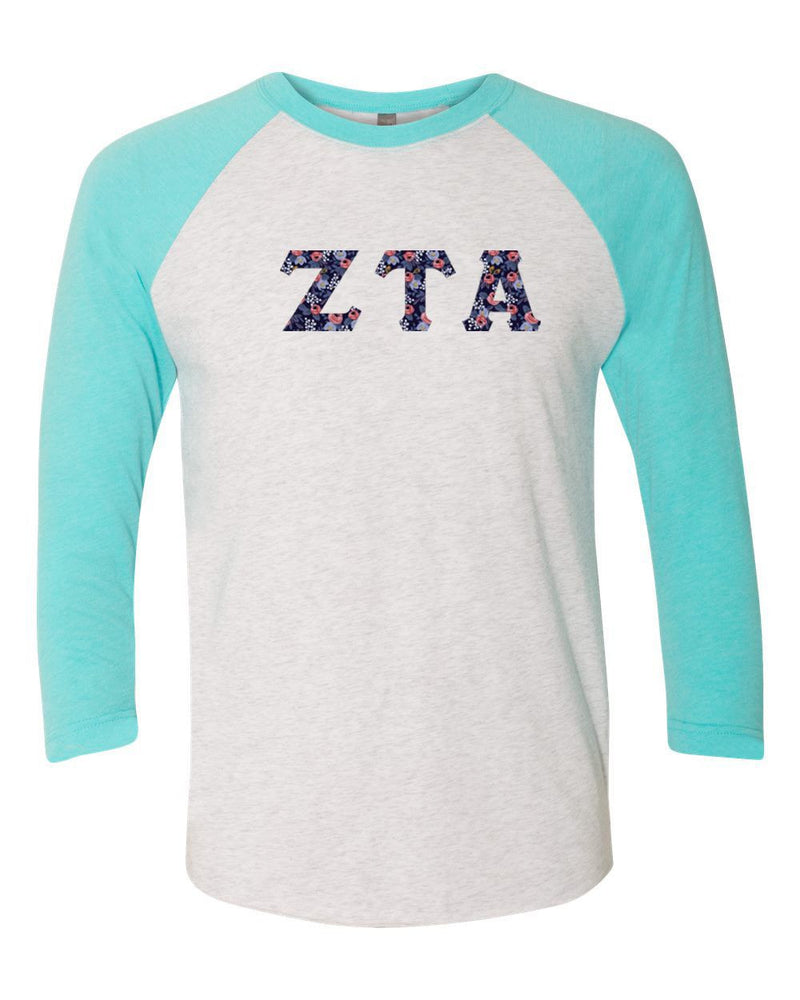 Zeta Tau Alpha Unisex Tri Blend Three Quarter Sleeve Baseball Raglan Tee Zeta Tau Alpha Unisex Tri-Blend Three-Quarter Sleeve Baseball Raglan Tee