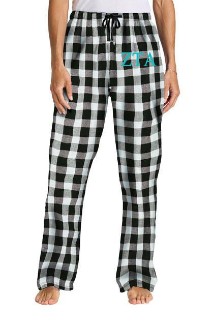Zeta Tau Alpha Flannel Lettered Plaid Pj's Zeta Tau Alpha Flannel Lettered Plaid PJ's