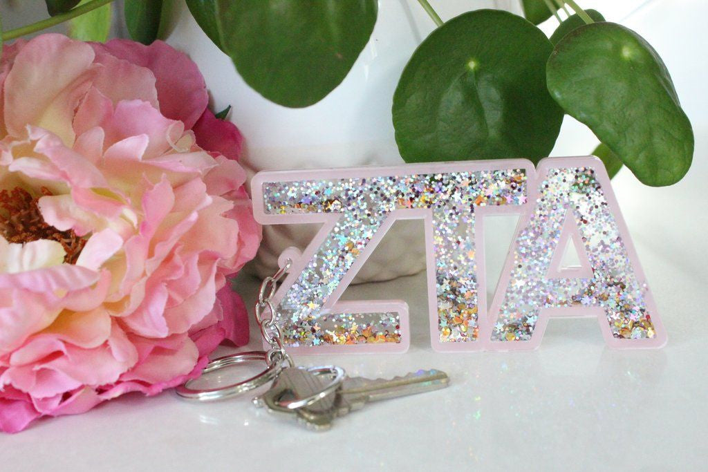 Zeta Tau Alpha Glitter Keychain Zeta Tau Alpha Glitter Keychain