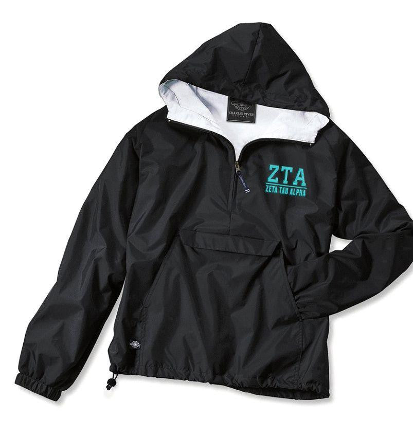 Zeta Tau Alpha Greek Letter Windbreaker Pullovers Zeta Tau Alpha Greek Letter Windbreaker Pullovers