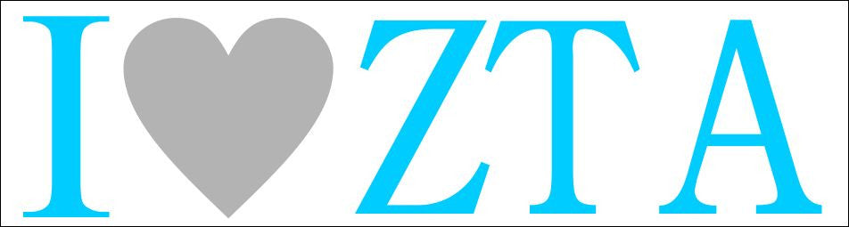 Zeta Tau Alpha I Love Bumper Sticker Zeta Tau Alpha I Love Bumper Sticker