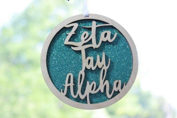 Zeta Tau Alpha Laser Carved Script Ornament 3" Round Zeta Tau Alpha Laser Carved Script Ornament - 3