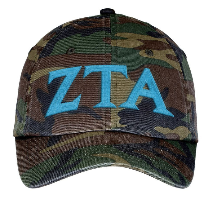 Zeta Tau Alpha Lettered Camouflage Hat Zeta Tau Alpha Lettered Camouflage Hat