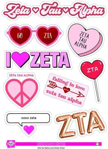Zeta Tau Alpha Love Theme Stickers Zeta Tau Alpha Love Theme Stickers