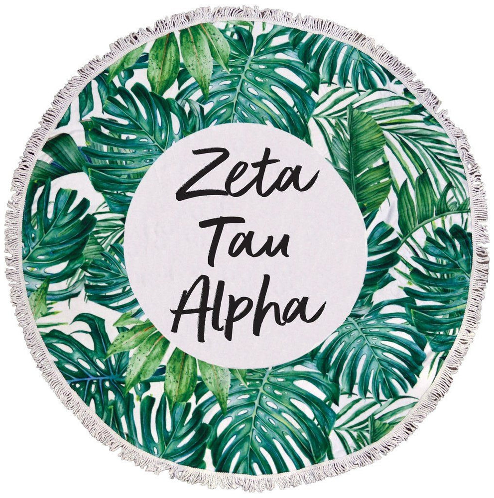 Zeta Tau Alpha Palm Leaf Fringe Towel Blanket Zeta Tau Alpha Palm Leaf Fringe Towel Blanket