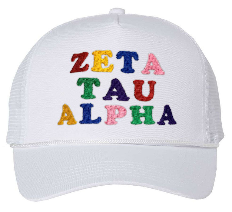 Zeta Tau Alpha Rainbow Trucker Hat Zeta Tau Alpha Rainbow Trucker Hat