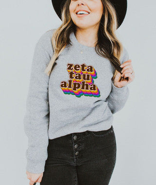 Zeta Tau Alpha Zeta Tau Alpha Retro Maya Crewneck Sweatshirts
