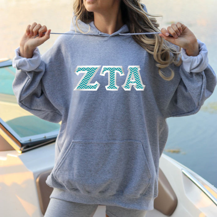 Zeta Tau Alpha Custom Twill Hooded Sweatshirt Zeta Tau Alpha Custom Twill Hooded Sweatshirt
