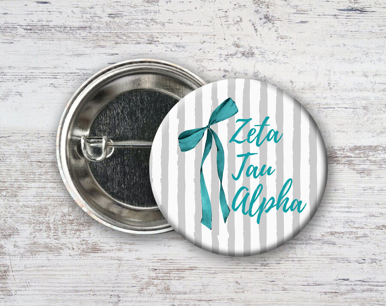 Zeta Tau Alpha Stripes & Bows Pin Buttons Zeta Tau Alpha Stripes & Bows Pin Buttons