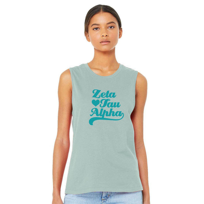 Printify Zeta Tau Alpha Tail Heart Bella + Canvas Muscle Tank Zeta Tau Alpha Tail Heart Bella + Canvas Muscle Tank