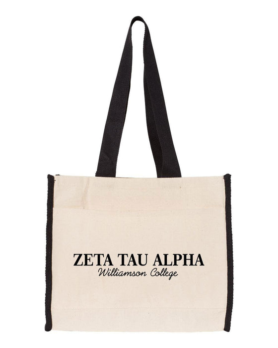 Zeta Tau Alpha Tote With Contrast Color Handles Zeta Tau Alpha Tote with Contrast-Color Handles