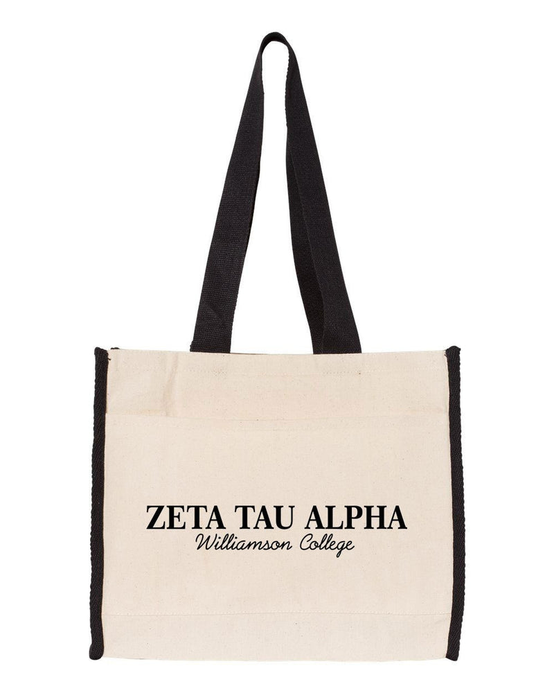Zeta Tau Alpha Tote With Contrast Color Handles Zeta Tau Alpha Tote with Contrast-Color Handles