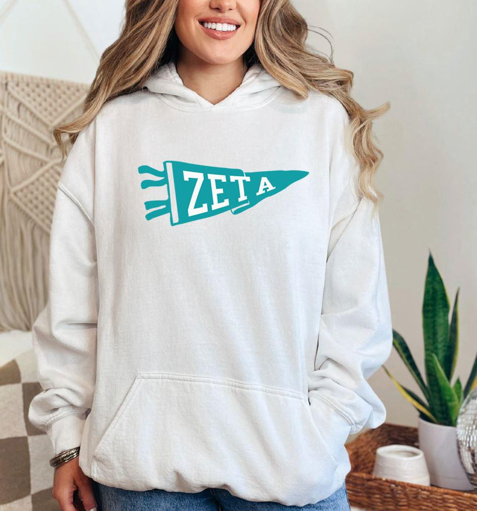Zeta Tau Alpha Zeta Pennant Hooded Sweatshirt Zeta Tau Alpha - Zeta Pennant Hooded Sweatshirt