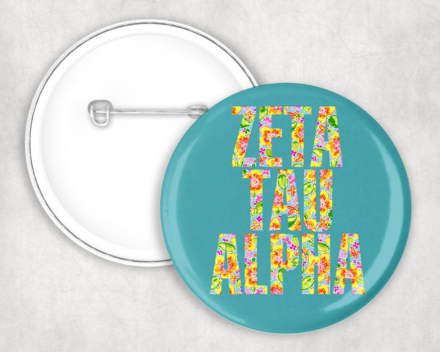 Zeta Tau Alpha Floral Pin Buttons Zeta Tau Alpha Floral Pin Buttons