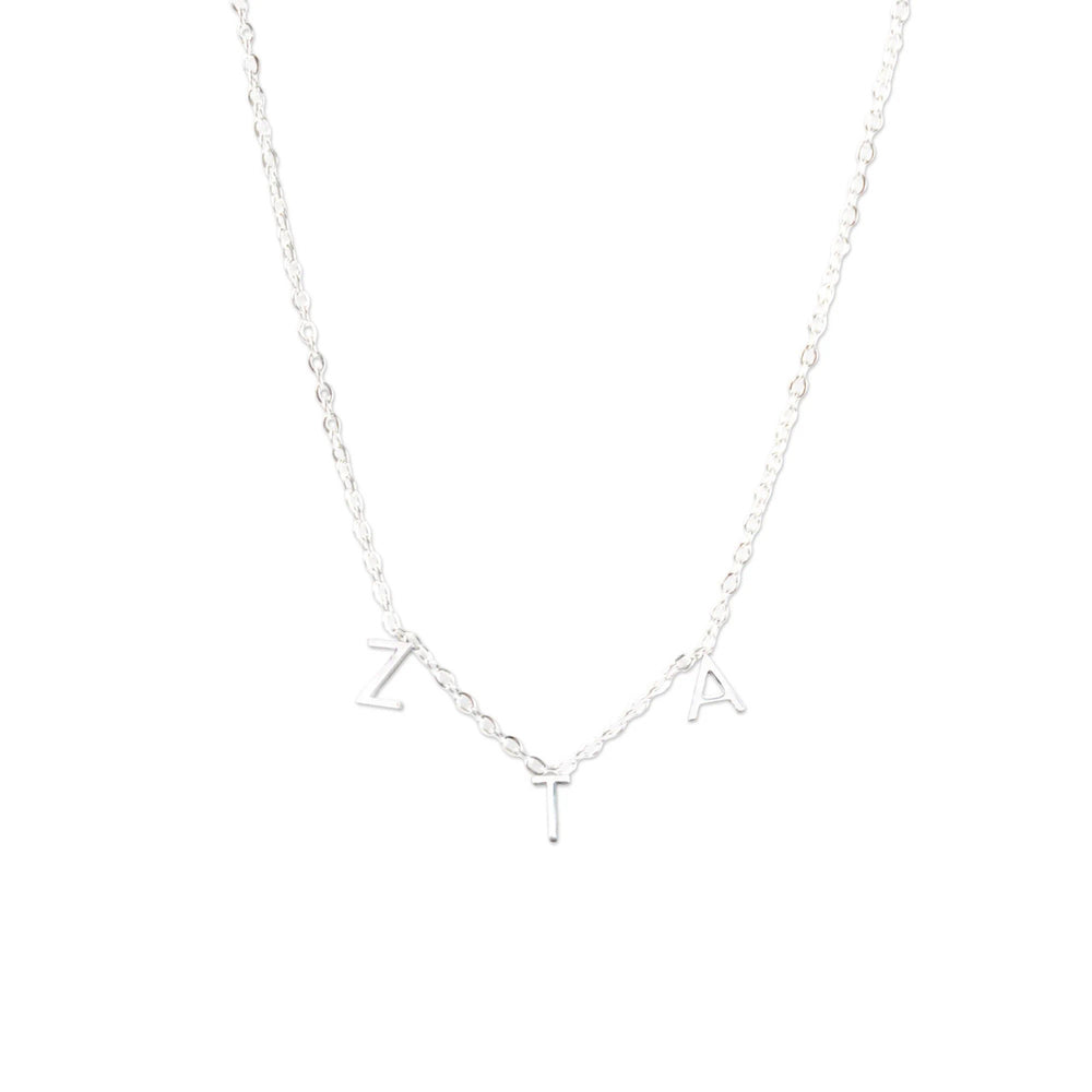 Zeta Tau Alpha Silver Letter Necklaces Zeta Tau Alpha Silver Letter Necklaces