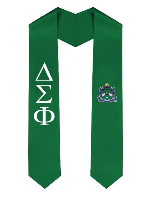 Delta Sigma Phi Lettered Graduation Sash Stole with Crest