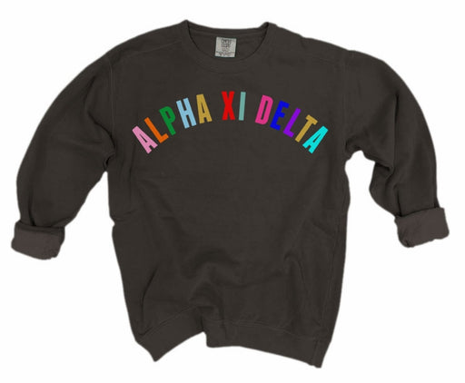 Alpha Xi Delta Comfort Colors Over the Rainbow Sorority Sweatshirt