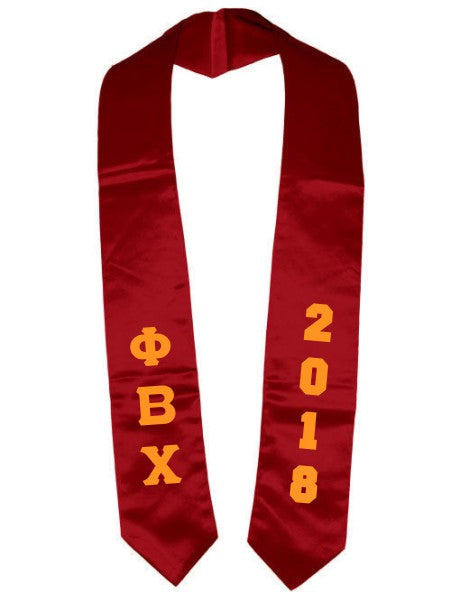 Phi Beta Chi Vertical Grad Stole with Letters & Year