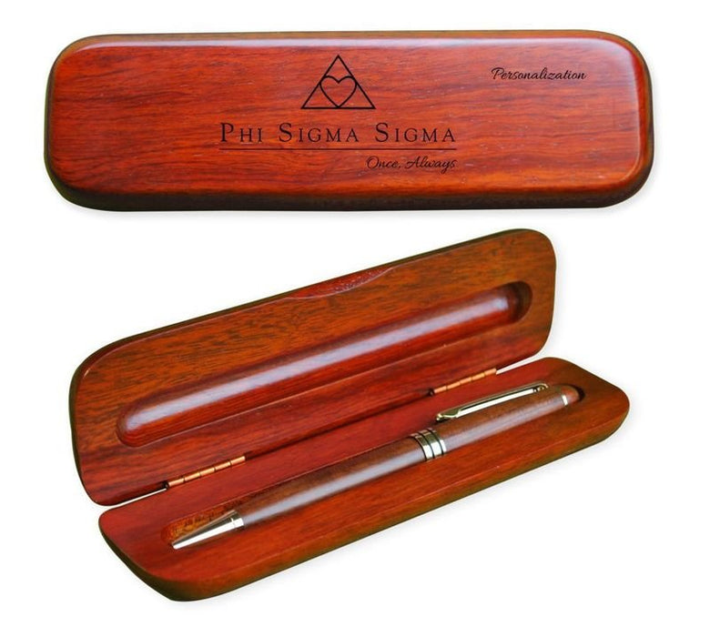 Phi Sigma Sigma Wooden Pen Case & Pen