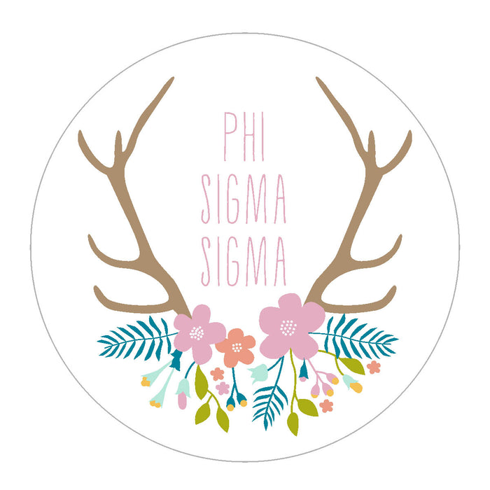 Phi Sigma Sigma Floral Antler Sticker