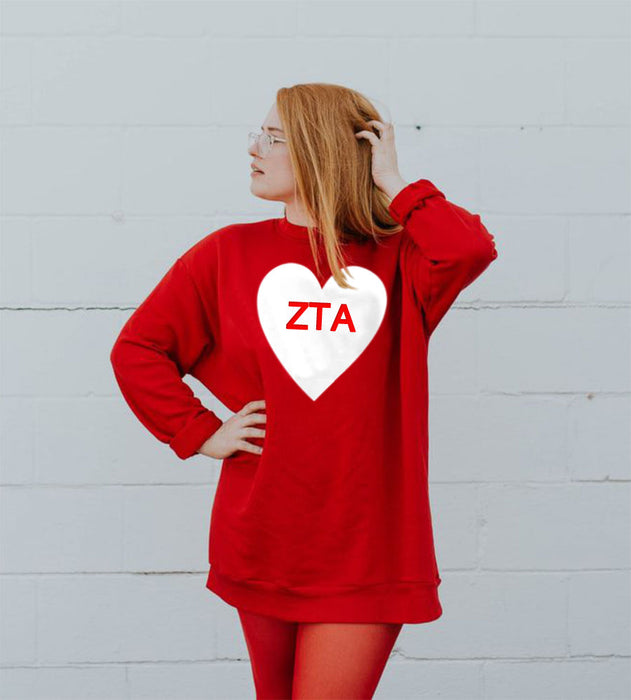 Zeta Tau Alpha Bursting Hearts Crew Neck Sweatshirt