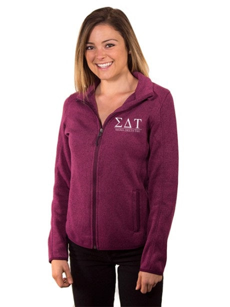 Sigma Delta Tau Embroidered Ladies Sweater Fleece Jacket