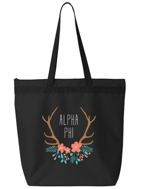 Alpha Phi Antler Tote Bag