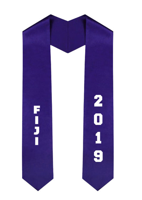 Fiji Slanted Grad Stole with Letters & Year