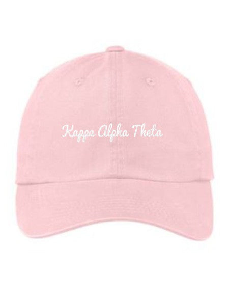Kappa Alpha Theta Cursive Embroidered Hat
