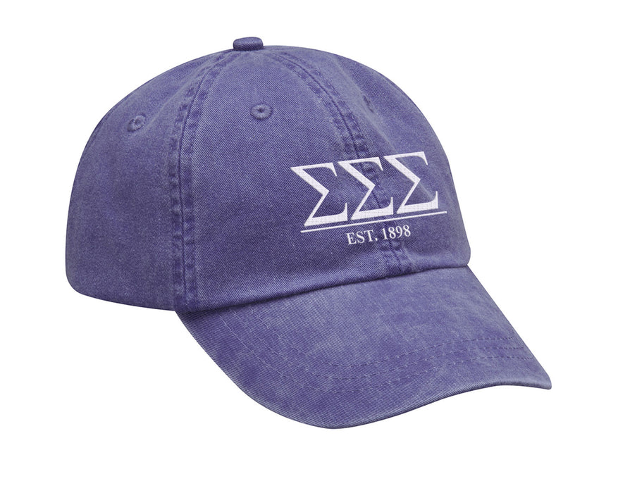 Sigma Sigma Sigma Letters Year Embroidered Hat